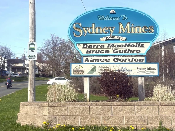 Sydney Mines sign showing Barra-MacNeils name
